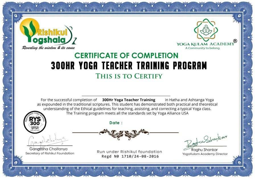 300 hrcertificate
